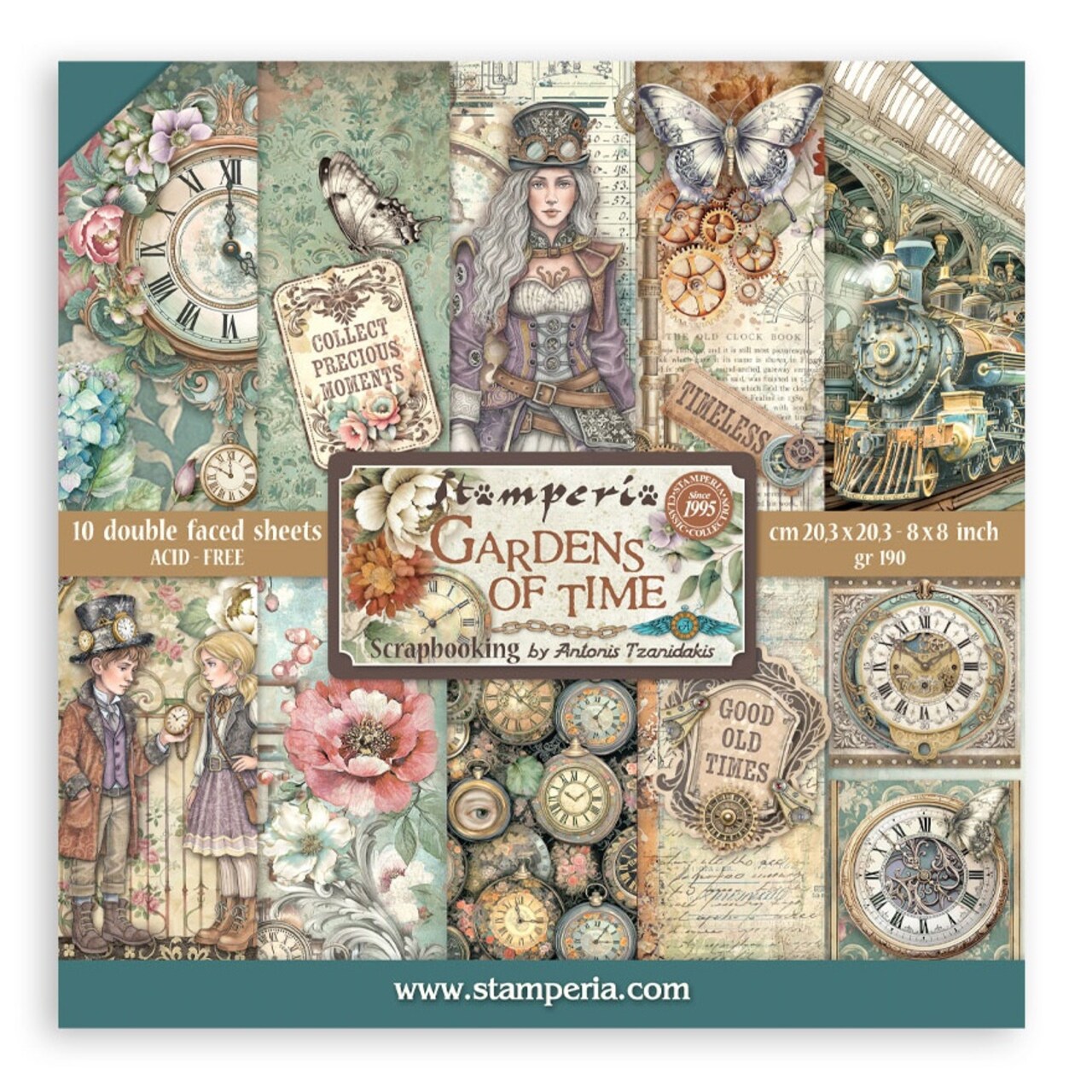 Stamperia Scrapbooking Double-Sided Paper Pad 8"X8" 10/Pkg-Gardens of Time
